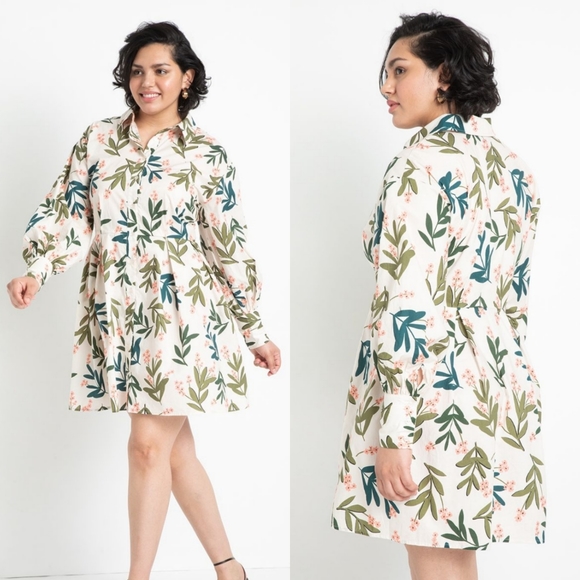 NWT Eloquii Printed Shirtdress - Picture 1 of 1